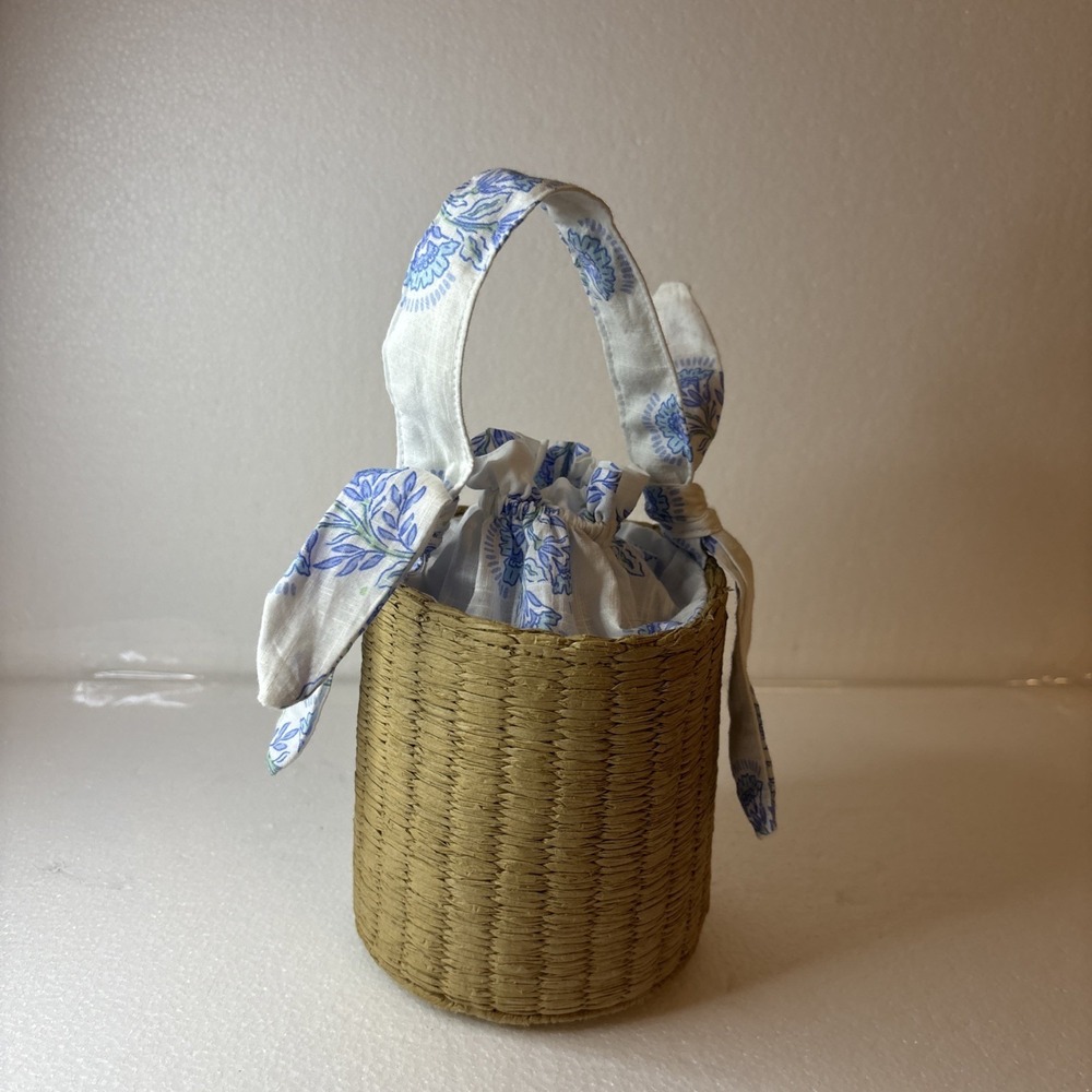 Haute Hippie Women's Mini Bucket Bag  Straw Blue Floral